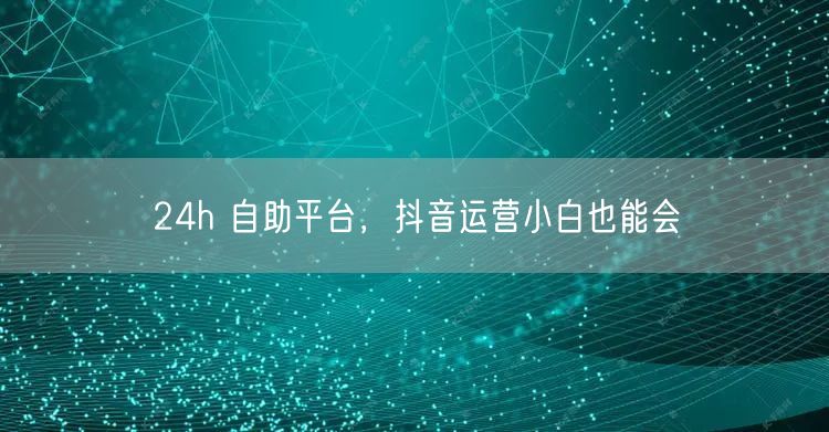 24h 自助平台，抖音运营小白也能会