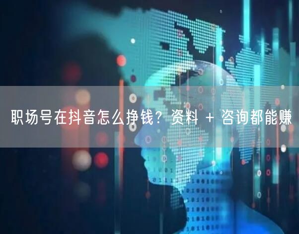职场号在抖音怎么挣钱？资料 + 咨询都能