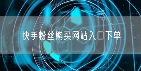 快手粉丝购买网站入口下单